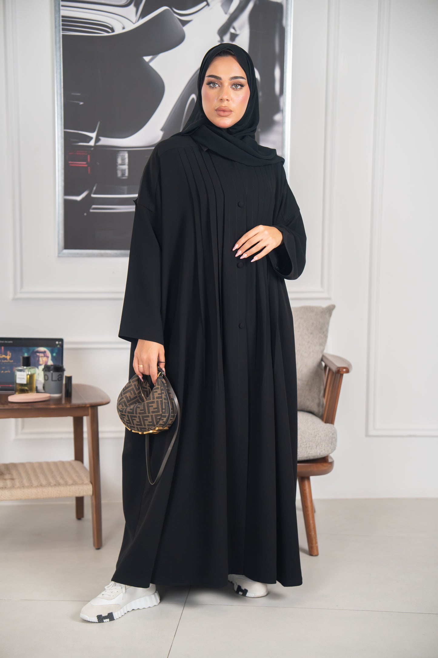 Tayrah Abaya – Pleated Elegance in Motion