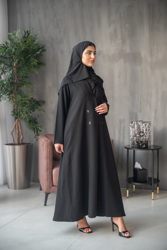 Elegant Black Double-Breasted Abaya