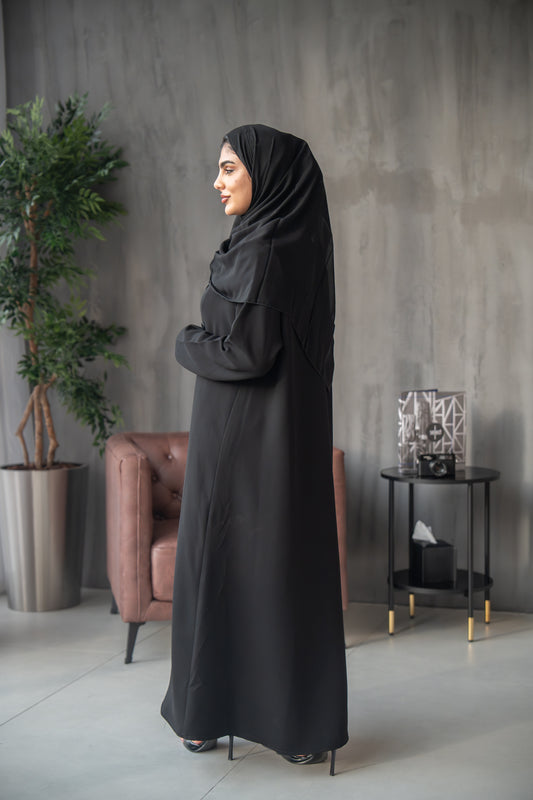 Elegant Black Double-Breasted Abaya
