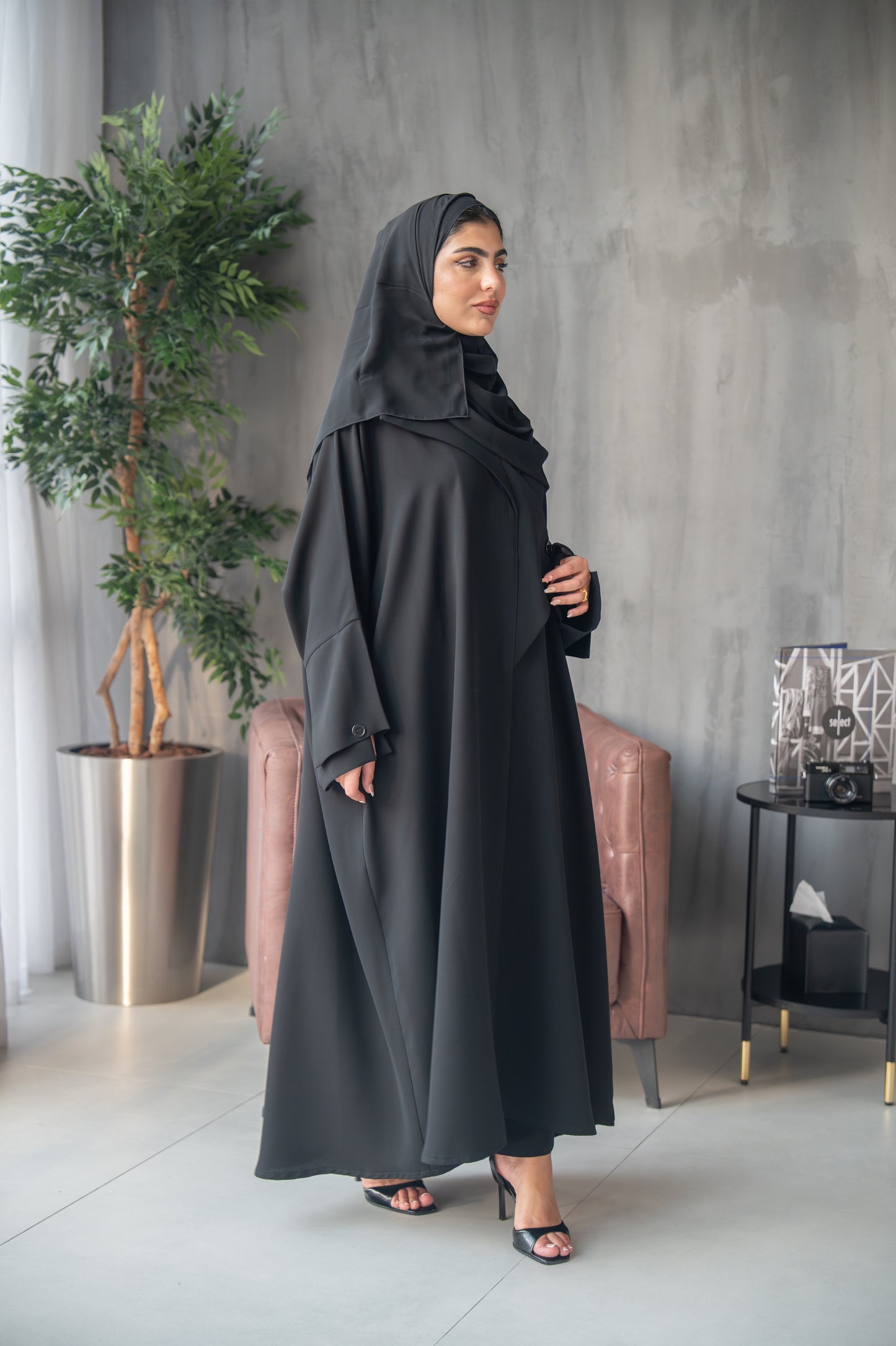Modern Cape-Style Buttoned Abaya