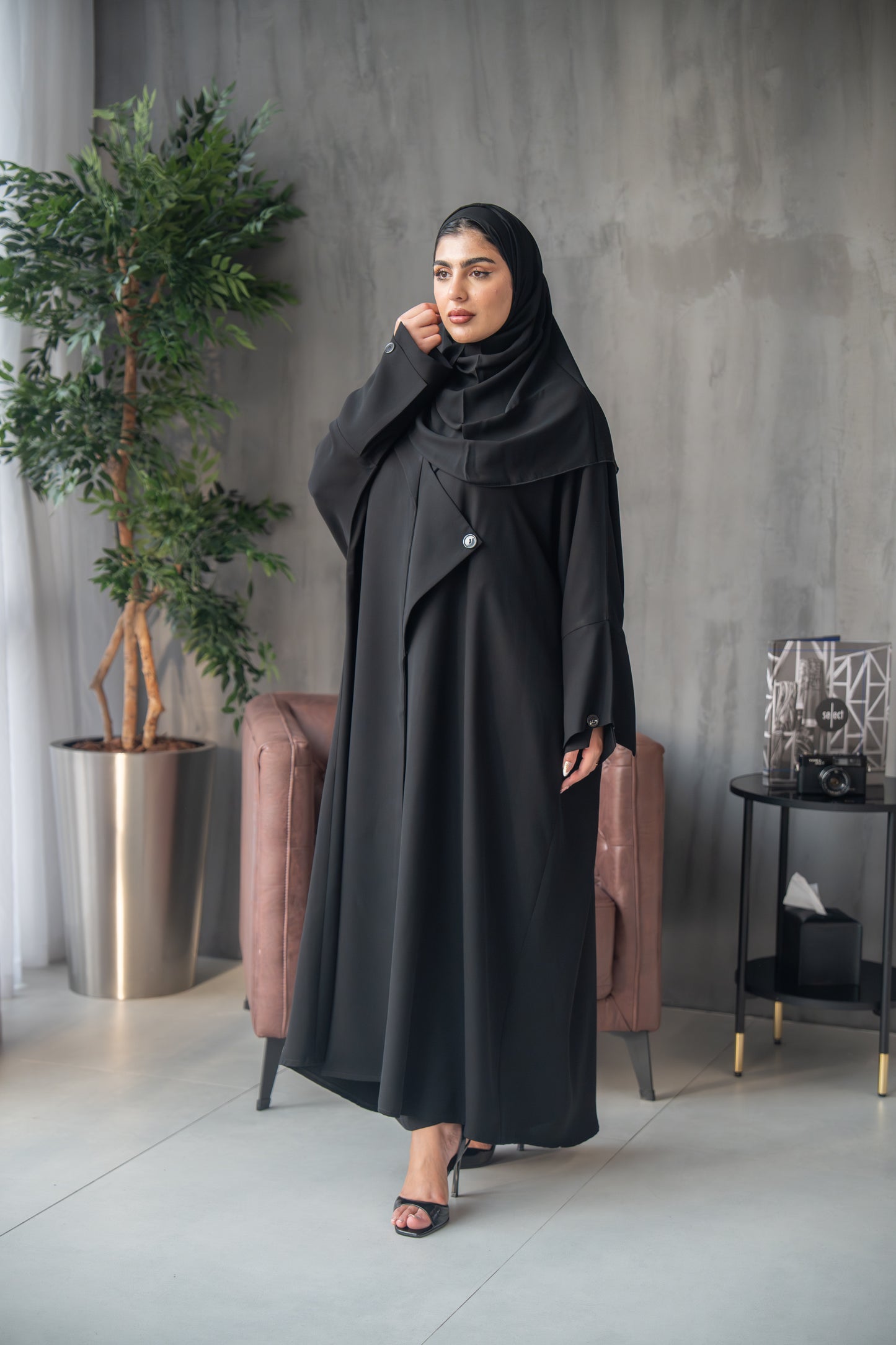 Modern Cape-Style Buttoned Abaya