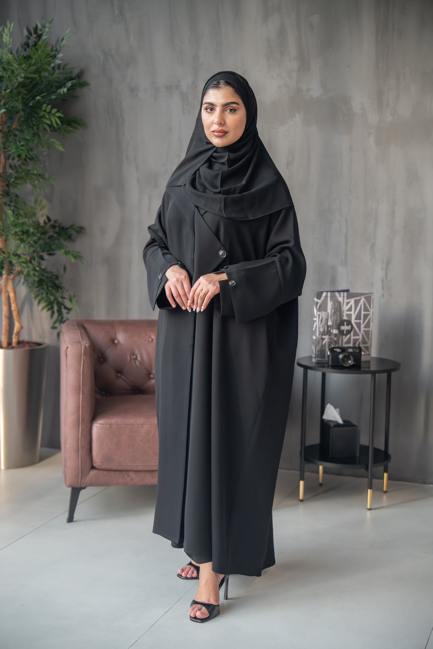 Modern Cape-Style Buttoned Abaya