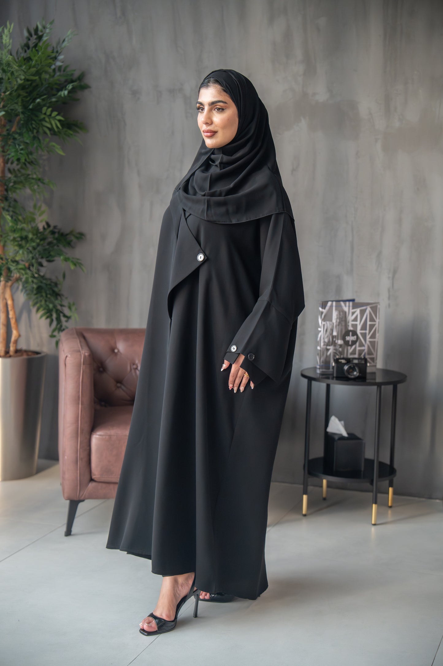 Modern Cape-Style Buttoned Abaya