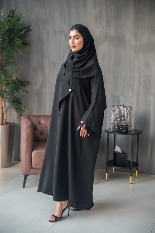 Modern Cape-Style Buttoned Abaya