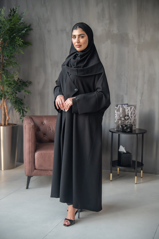 Modern Cape-Style Buttoned Abaya