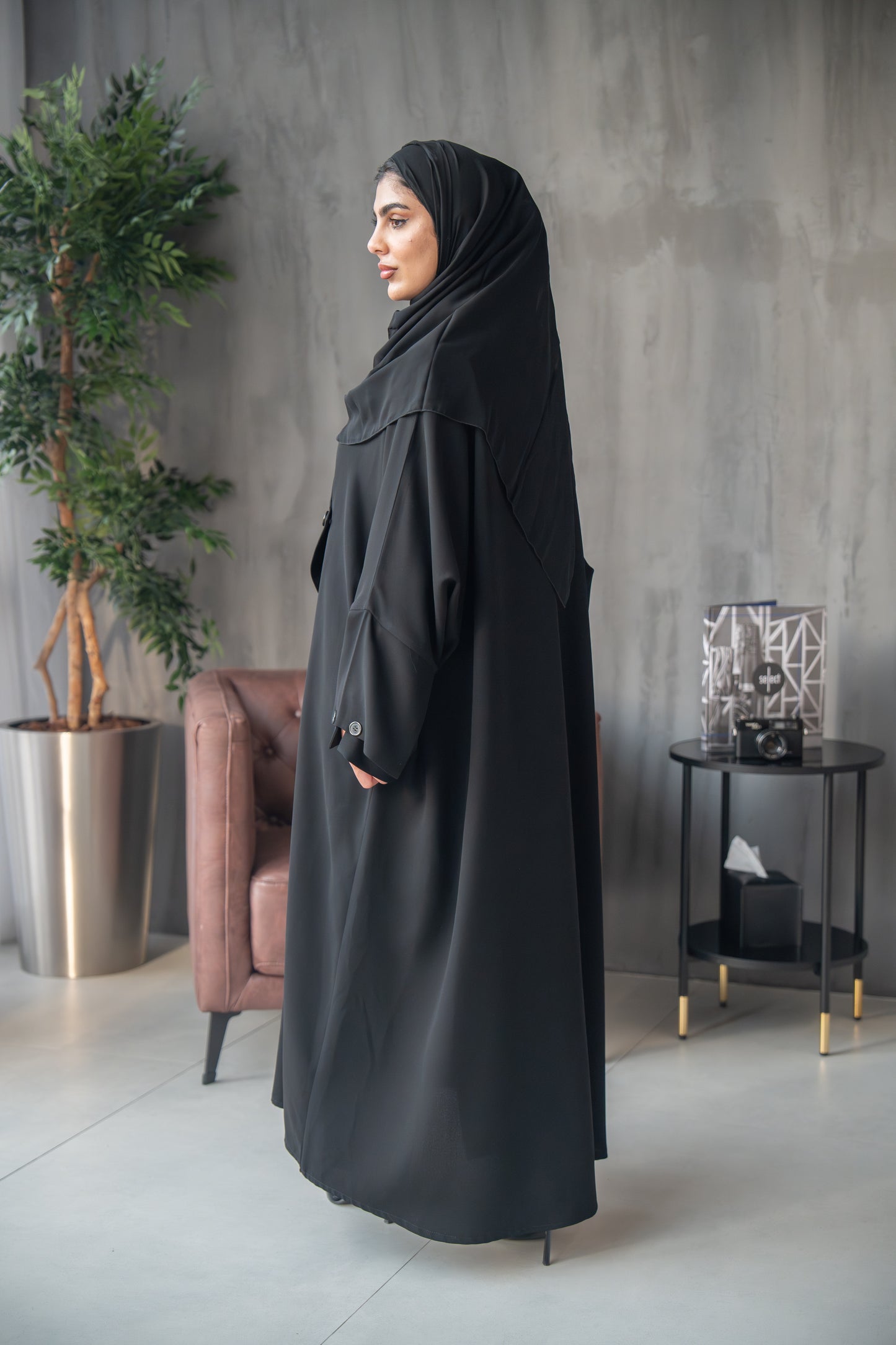 Modern Cape-Style Buttoned Abaya