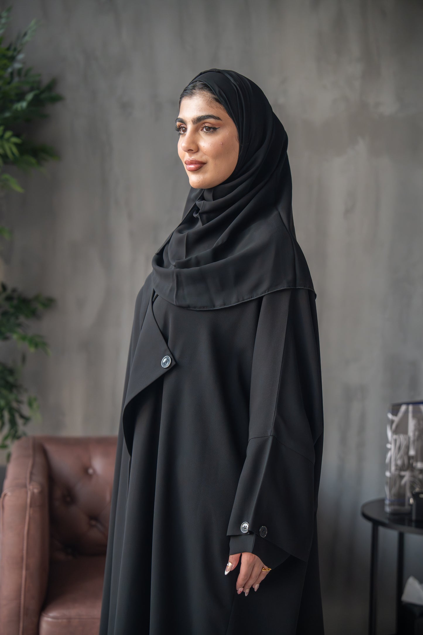 Modern Cape-Style Buttoned Abaya