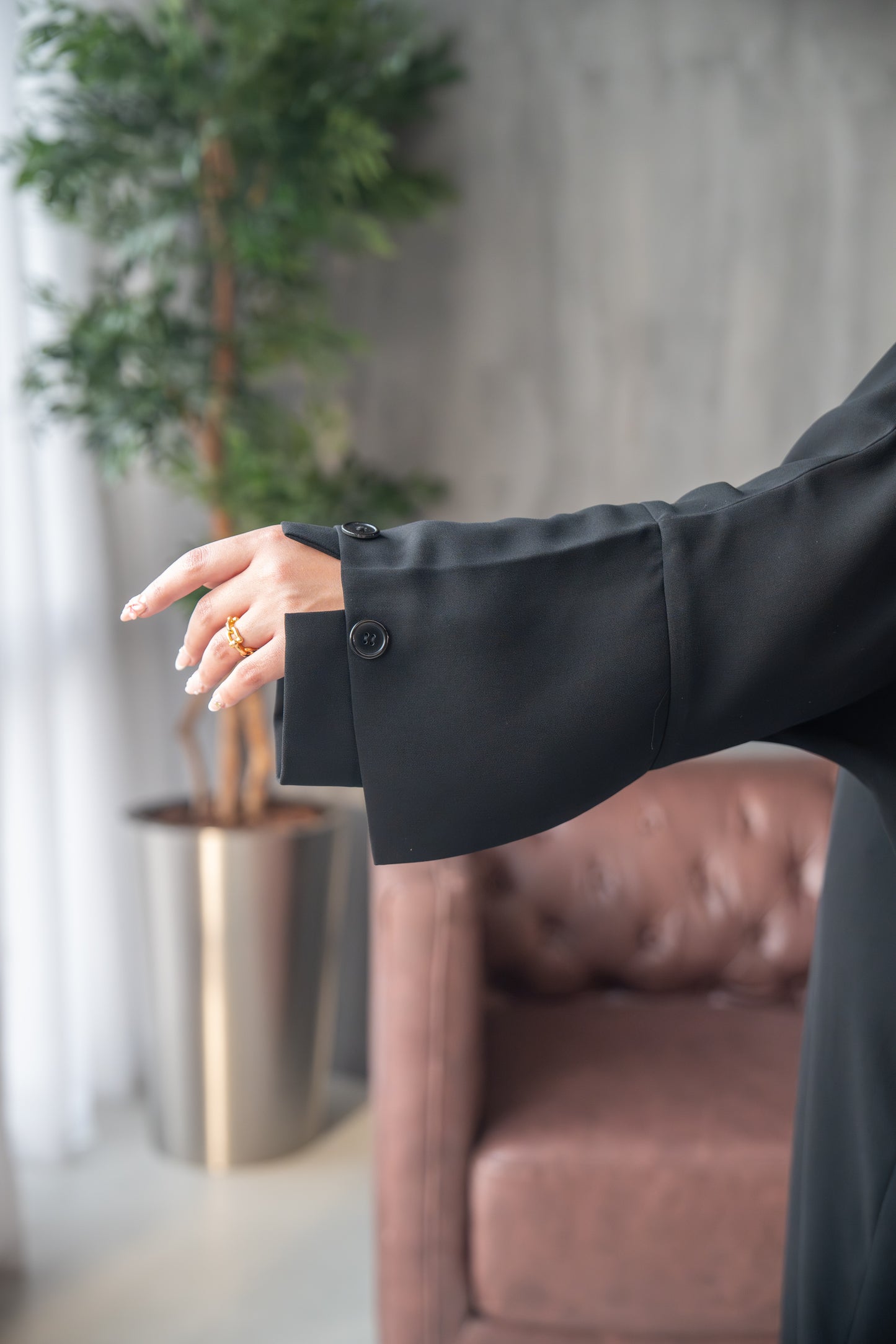 Modern Cape-Style Buttoned Abaya