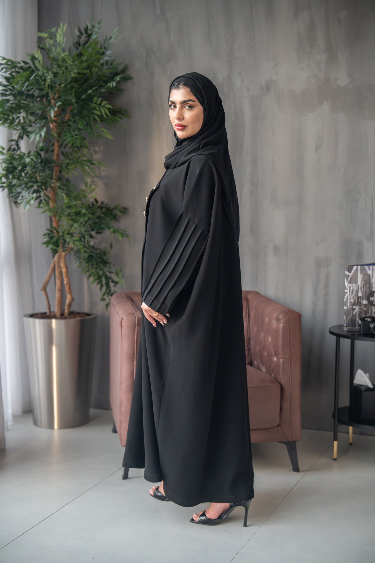 Asymmetric Panel Button Abaya